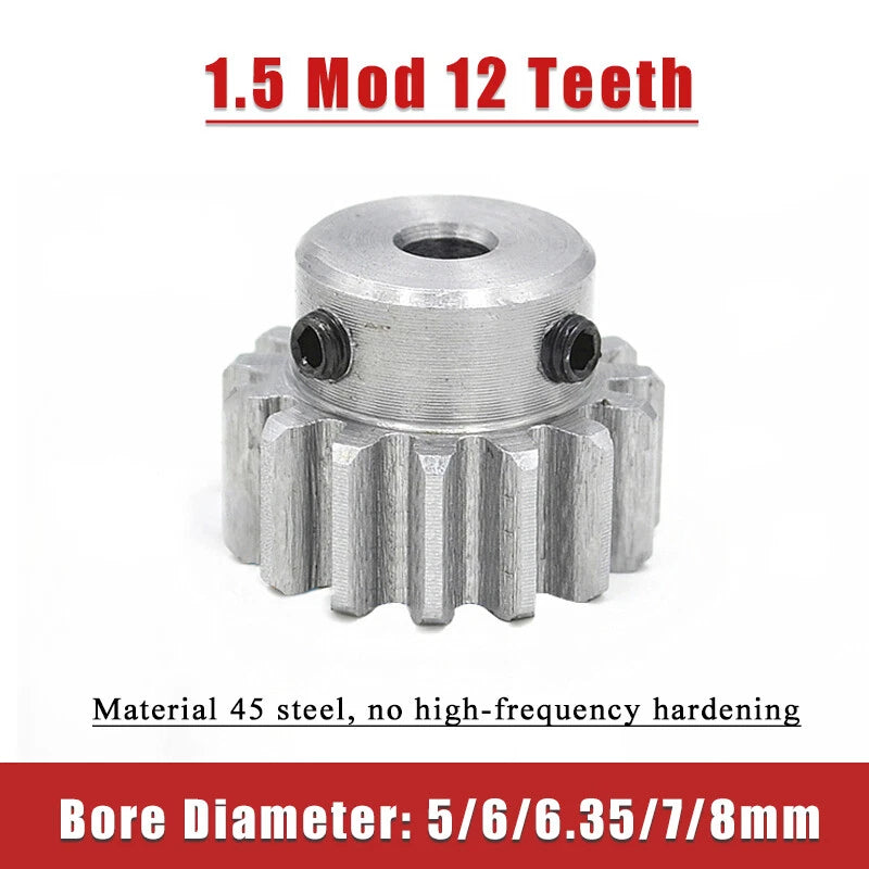 1.5 Mod 12 Teeth Spur Gears Bore 5-8mm Transmission Gear With Step 45# Steel