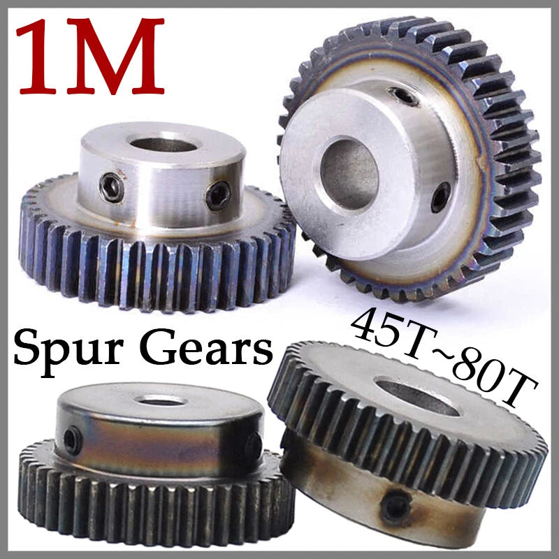 Spur Gears 1 Mod Transmission Gear With Step 45# Steel Pinion Motor Gear 45T~80T