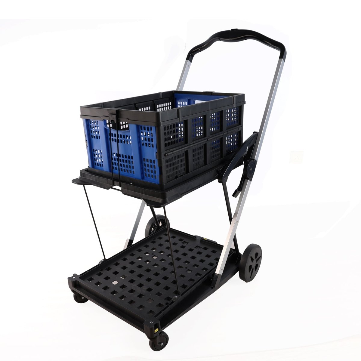 Folding service cart with wheels double - decker, shopping, library, office warehouse moving carts - HomeDIYer
