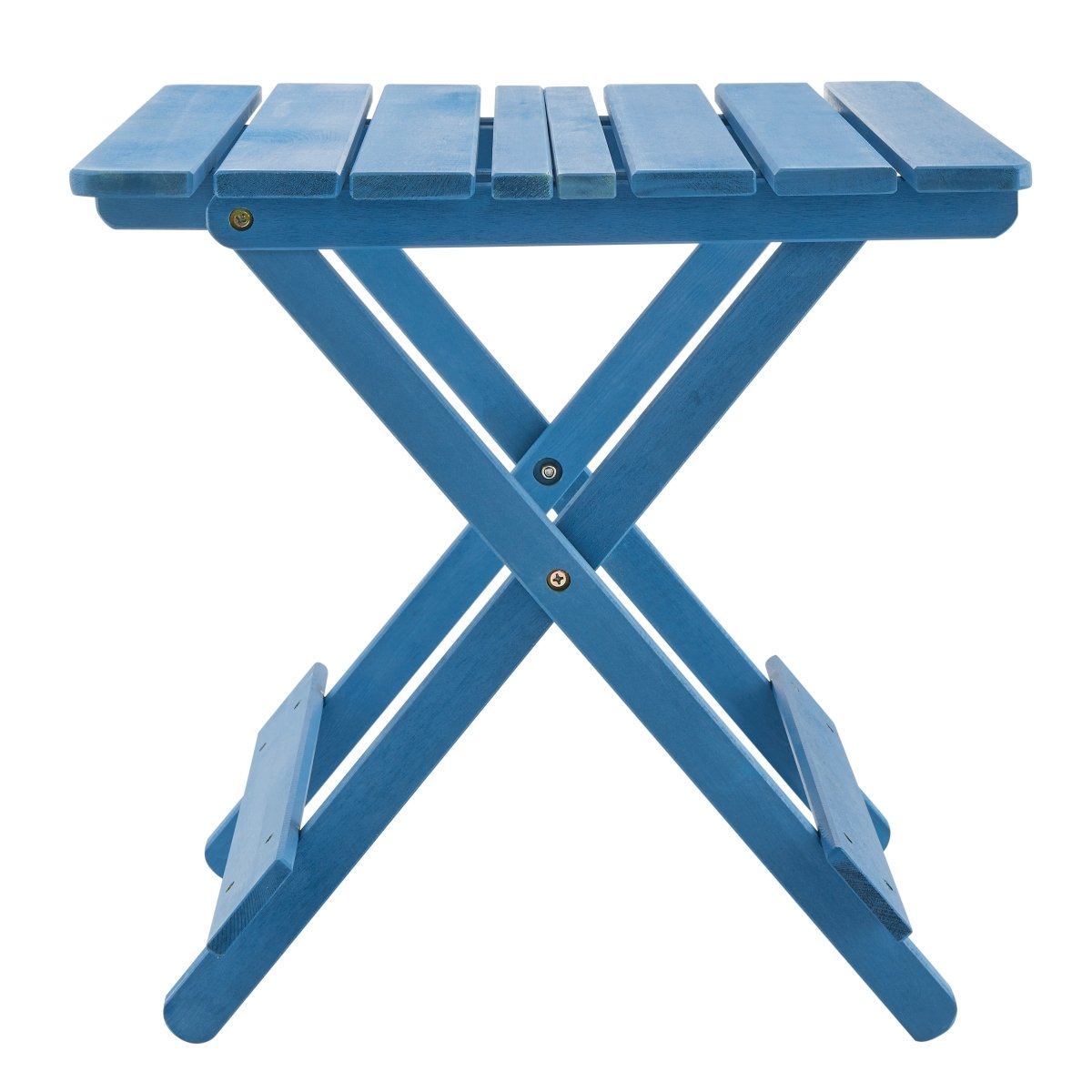 Folding Square Table Patio Outdoor solid wood Table for Backyard, Balcony, Portable Design Space - Saving Blue Color - HomeDIYer