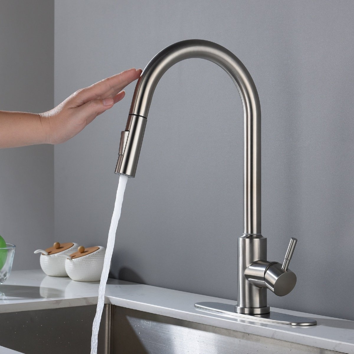 Touch Kitchen Faucet with Pull Down Sprayer Silver Black Gold - HomeDIYer