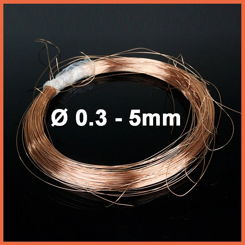 Copper Round Wire T2 Solid Red Copper Bare Line Ø 0.3/0.4/0.5/0.6/0.8/1/1.5~8mm