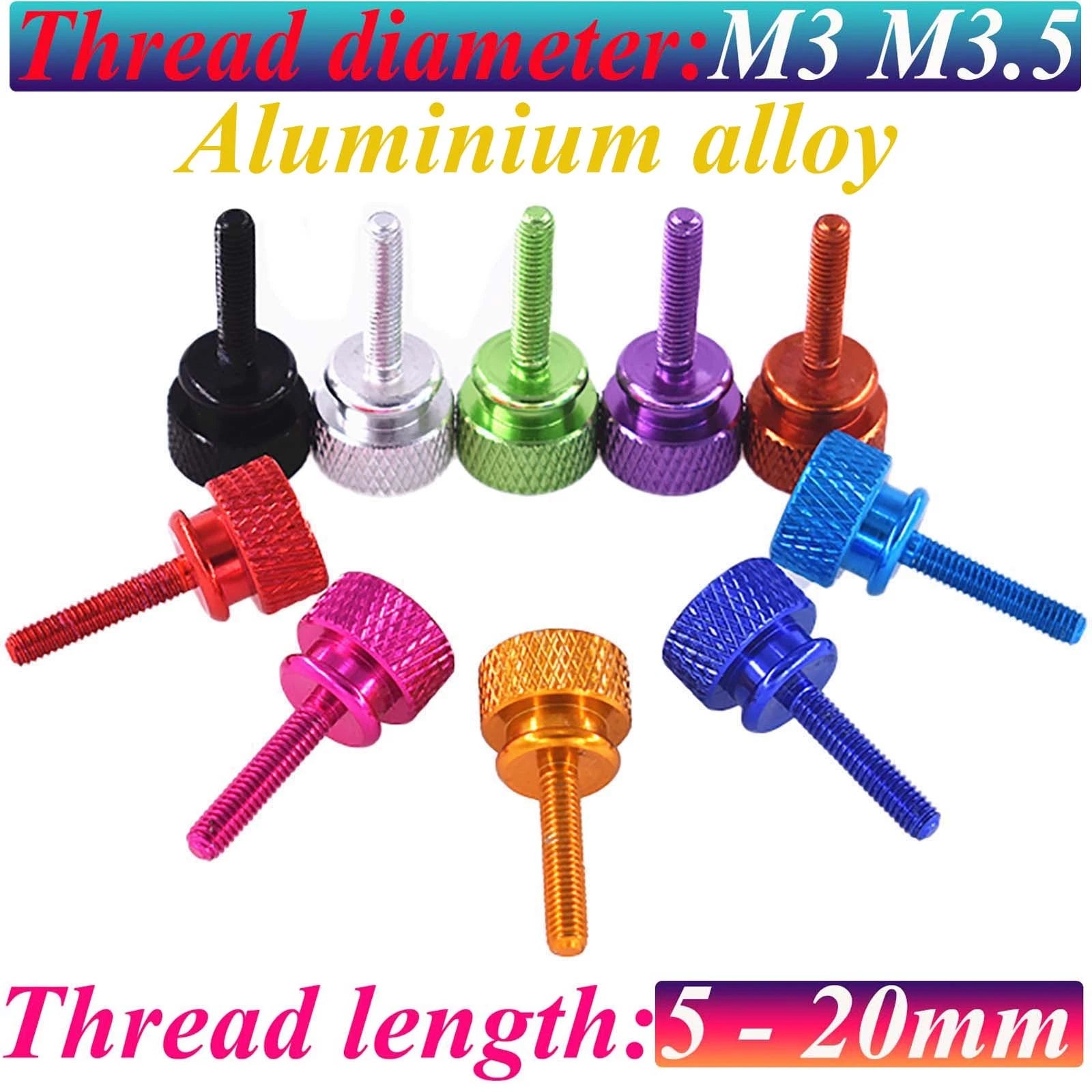 Thumb Knurled Screws – M3 & M3.5 Anodized Aluminum, 10 Colors
