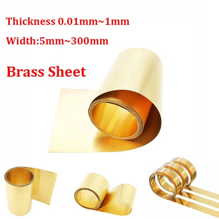 Brass Sheet Metal Foil Plate L 0.5M 1M Thick 0.1-1mm Guillotine Cut Model Making - HomeDIYer