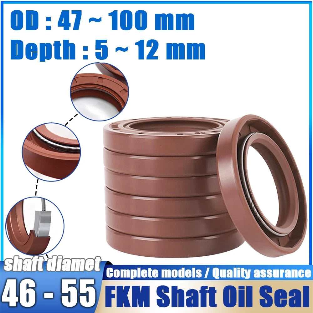 Metric TC Rotary Oil Shaft Seal FKM Fluorine Double Lip Seal 46mm - 55mm Shaft
