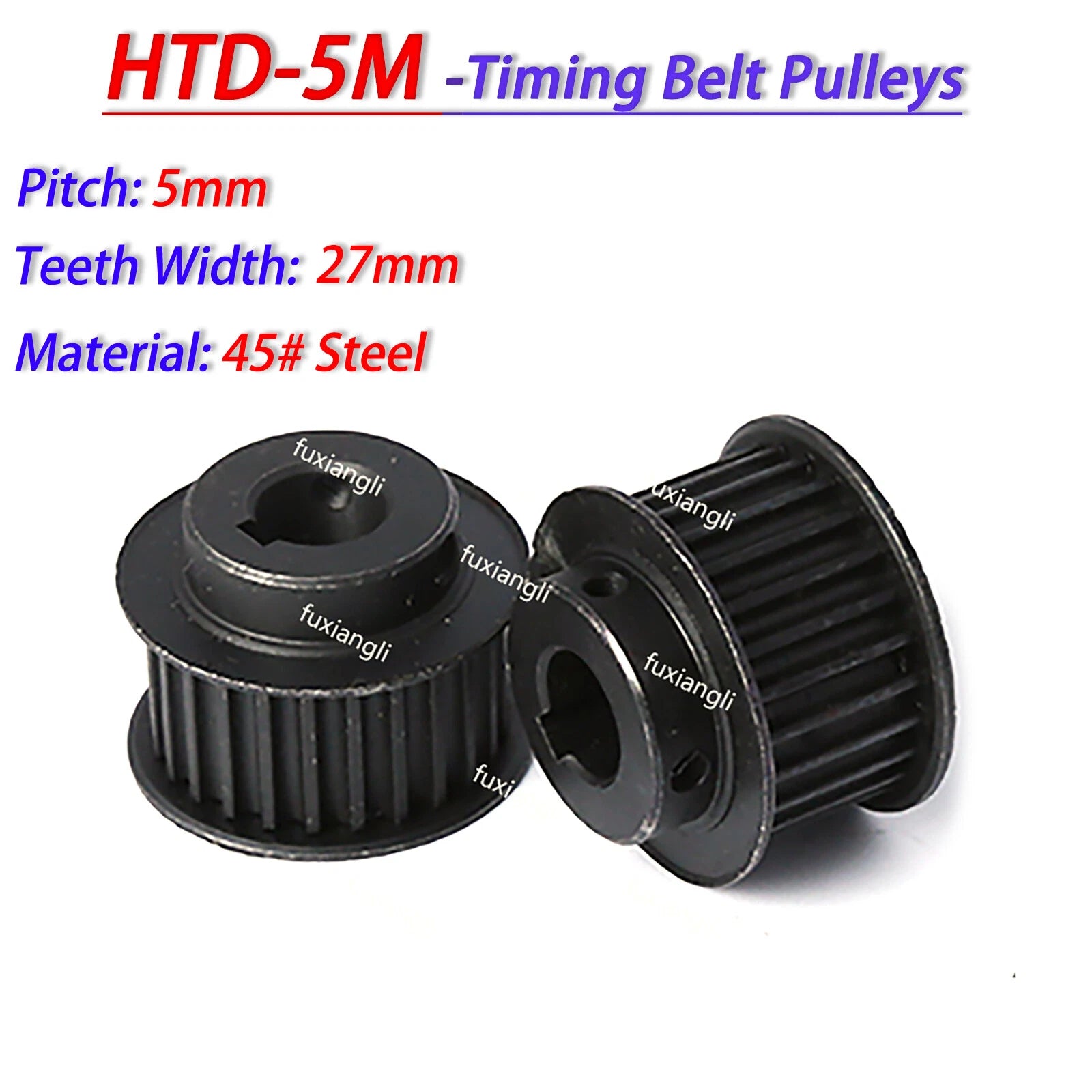HTD-5M 15T-72T Timing Belt Pulleys Pitch 5mm Width 27mm BF With Keyway 45# Steel