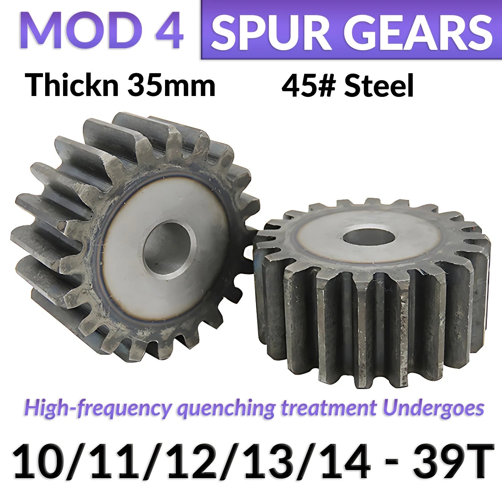 Mod 4 45# Steel Spur Gears Pinion Gear Thickn 35mm 10T - 39T Transmission Gear