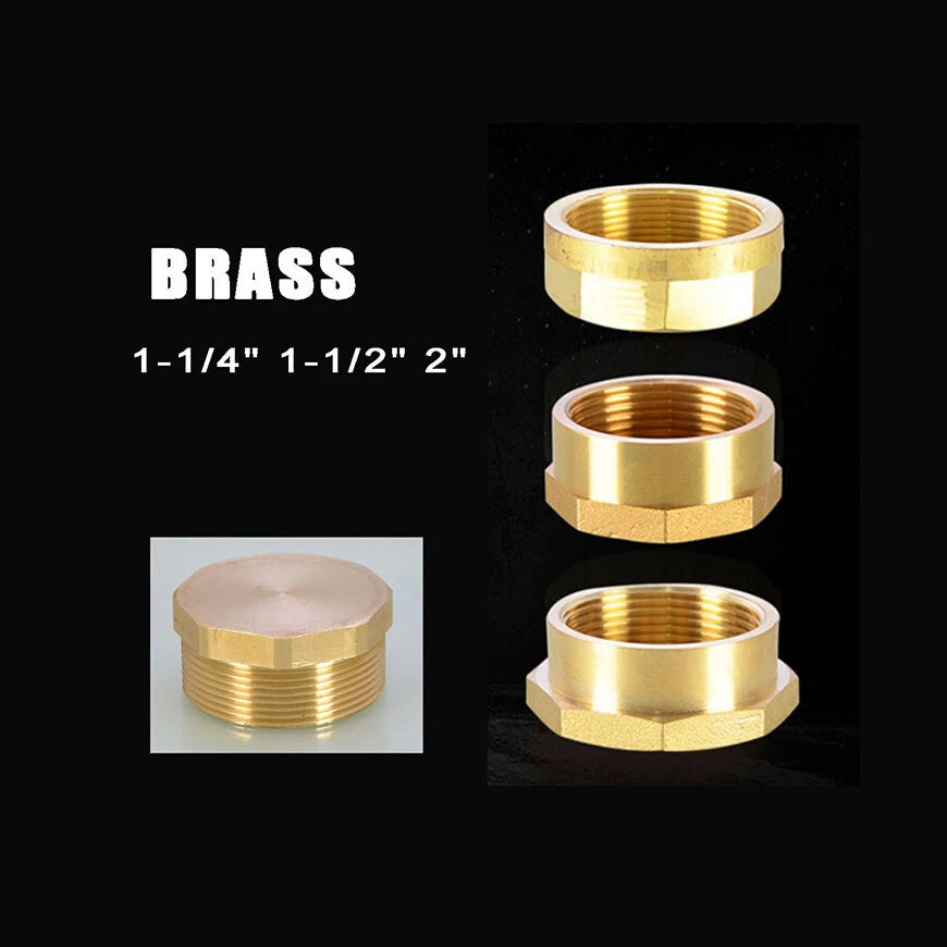 Brass Octagonal Blanking Plug — Male & Female Pipe End Cap | 1-1/4" 1-1/2" 2"