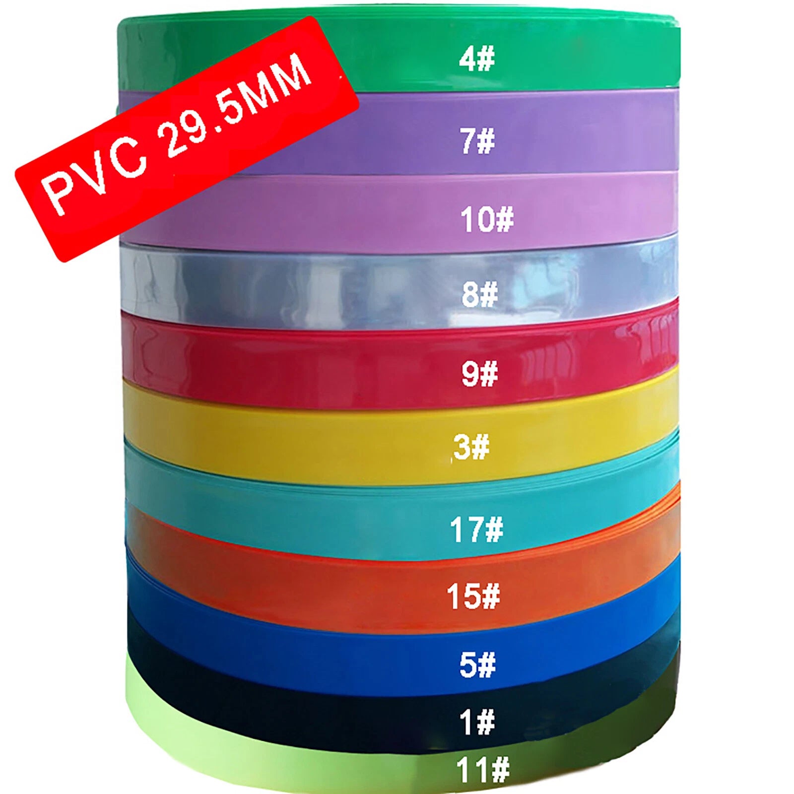 PVC Heat Shrink Tubing 29.5mm Flat Width (Ø18.8mm Recovered) — 22 Colors, 1m–200m