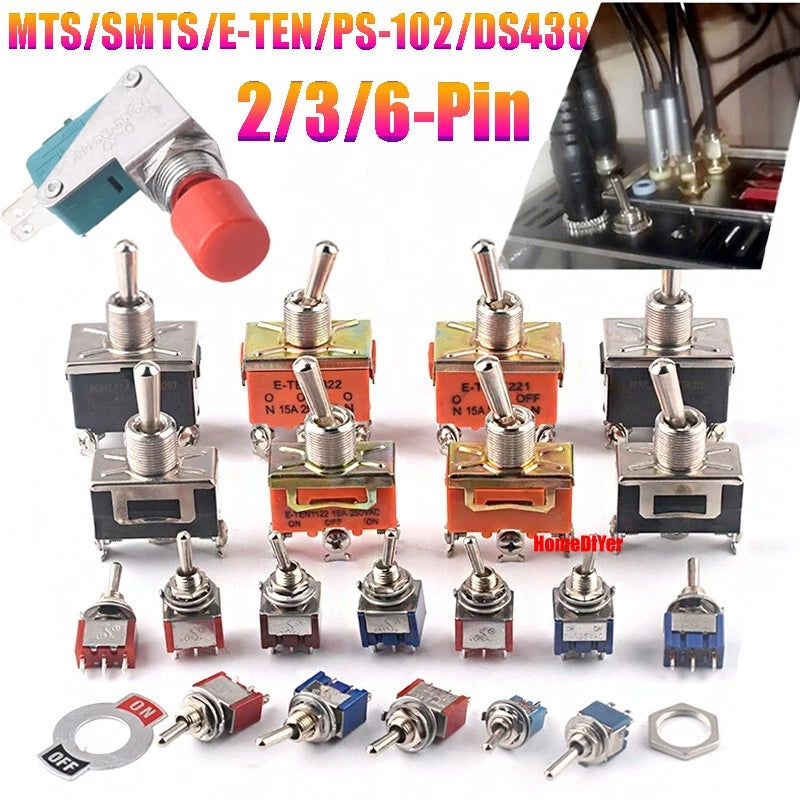 Mini Toggle Switch – MTS / SMTS / E-TEN / PS-102 / DS438 Series, 2 3 6-Pin Rocker Switches