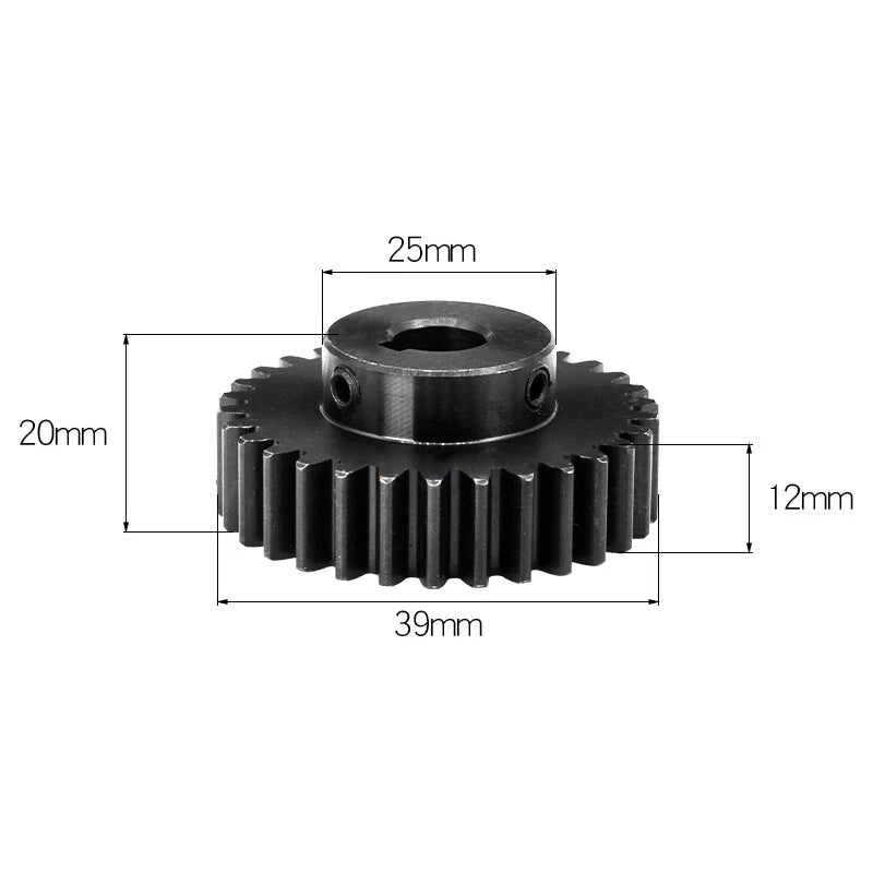 Mod 1.5 Steel Spur Gear 24 Tooth Bore 10mm-15mm Transmission Pinion with Keyslot