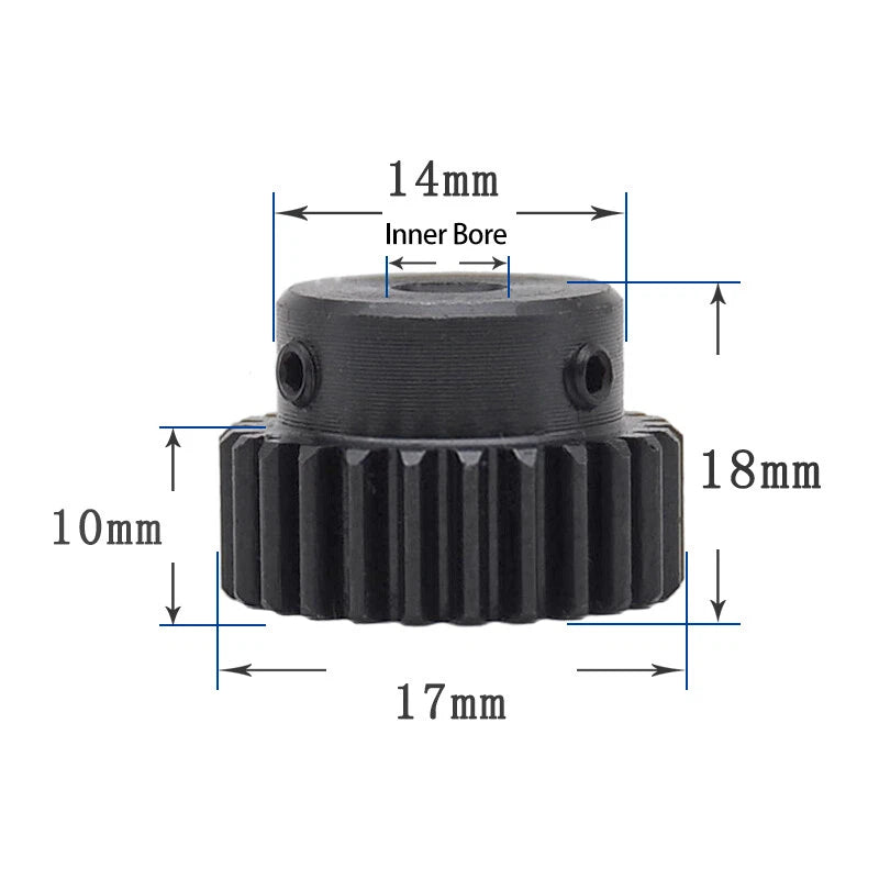 Mod 1 Steel Spur Gear 15 Tooth Bore 4/5/6/7/8mm Transmission Pinion with Screw