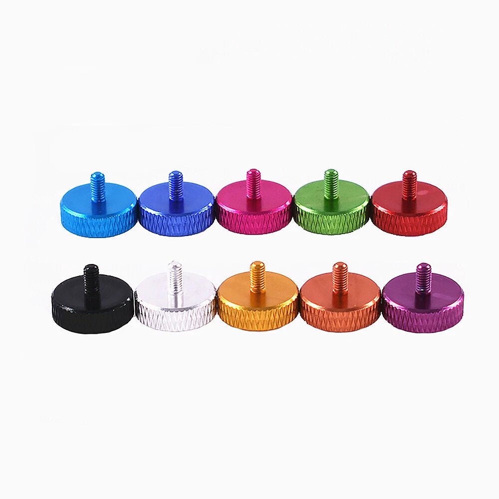 M3 x 6mm Knurled Thumb Screws – Anodised Aluminium Hand Grip Knob Bolts (Flat Head, Colour Options) - HomeDIYer