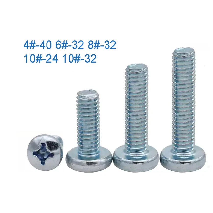 Phillips Pan Head Machine Screws Zinc Plated — 4 - 40 6 - 32 8 - 32 10 - 24, 50 or 100 Pack - HomeDIYer