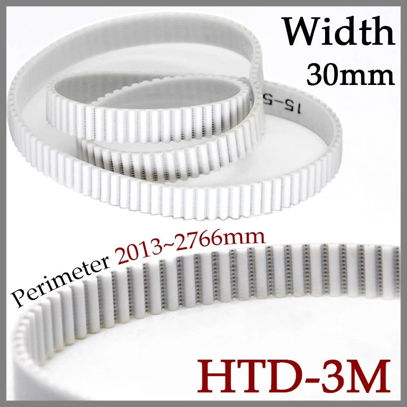 HTD 3M Timing Belt 30mm Wide — Closed Loop PU Steel Wire Reinforced, 2013mm–2766mm