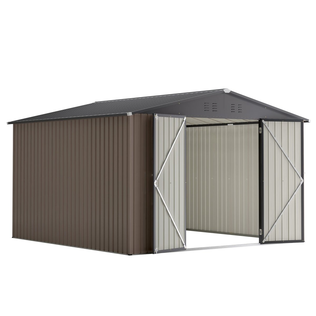 10' x 10' Metal Storage Shed for Ourdoor, Steel Yard Shed with Design of Lockable Doors, Utility and Tool Storage for Garden, Backyard, Patio, Outside use - HomeDIYer