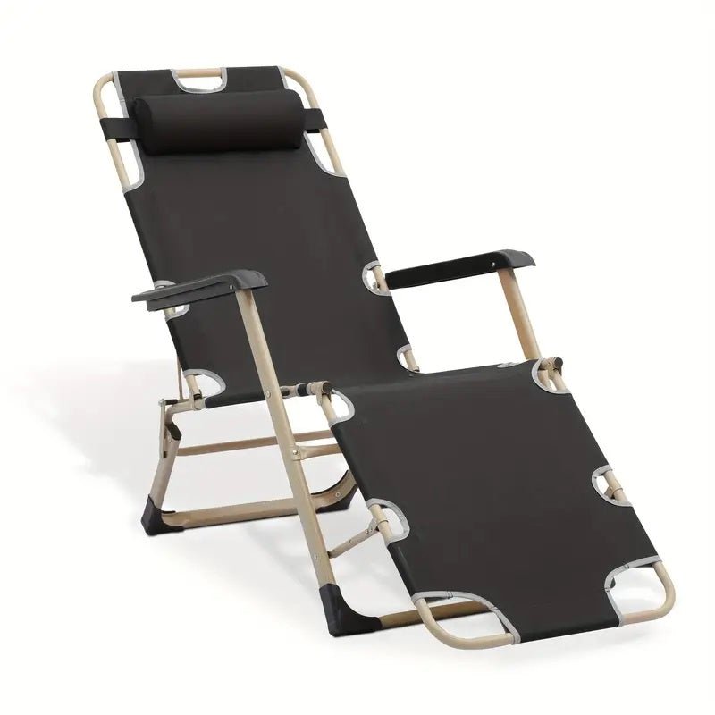 Foldable Black Recliner for Camping Beach Outdoor - HomeDIYer