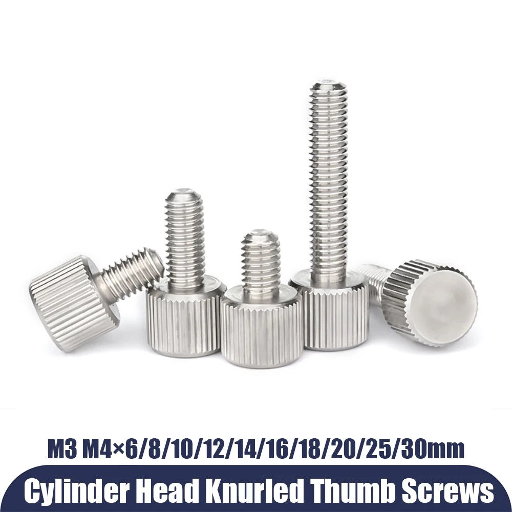 M3 M4 303 Stainless Steel Thumb Screws Knurled Head Manual Adjustment Screw Bolt