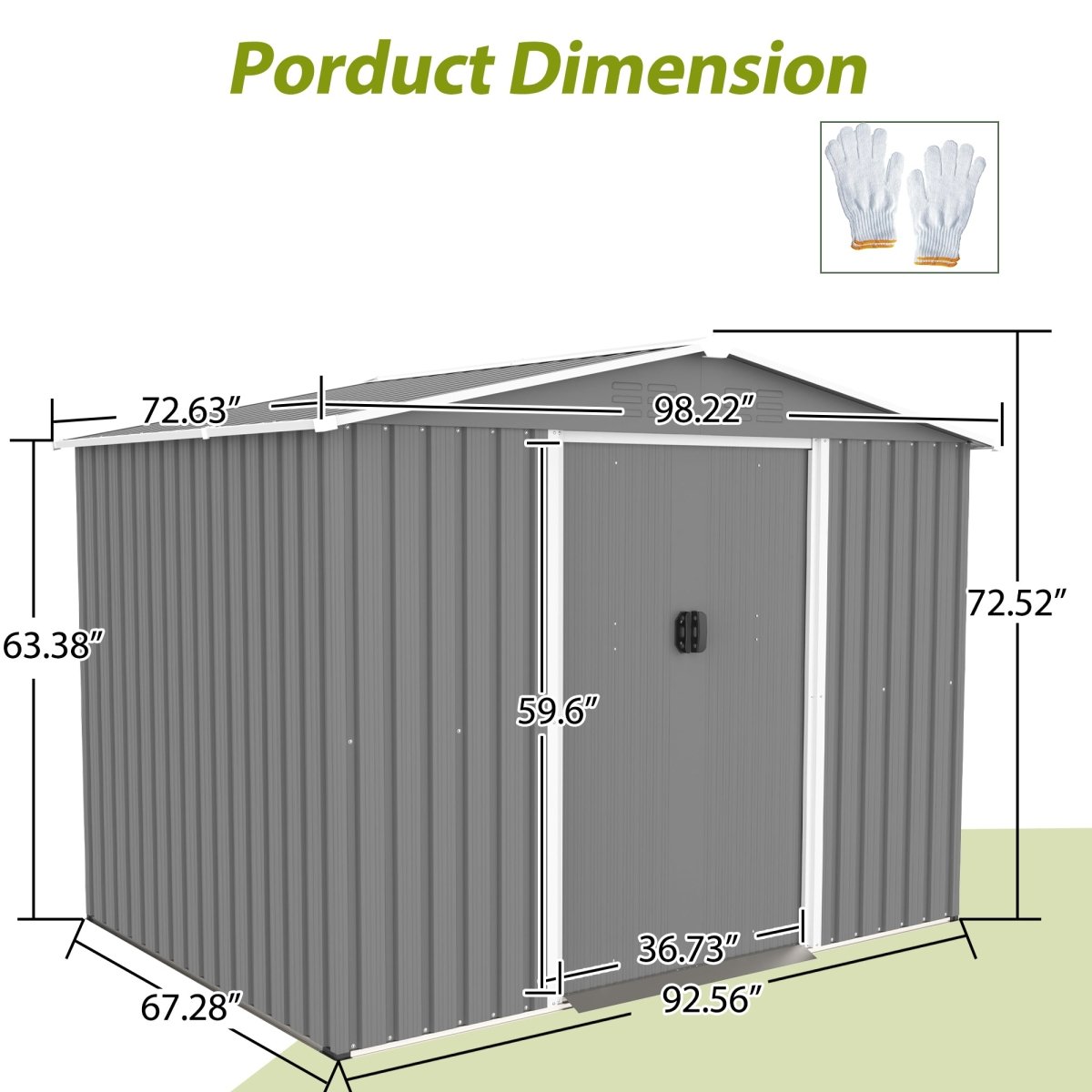 8x6 FT Outdoor Tool Storage Shed with Metal Foundation & Lockable Doors, All Weather Metal Sheds for Garden, Patio, Backyard, Lawn, Gray - HomeDIYer