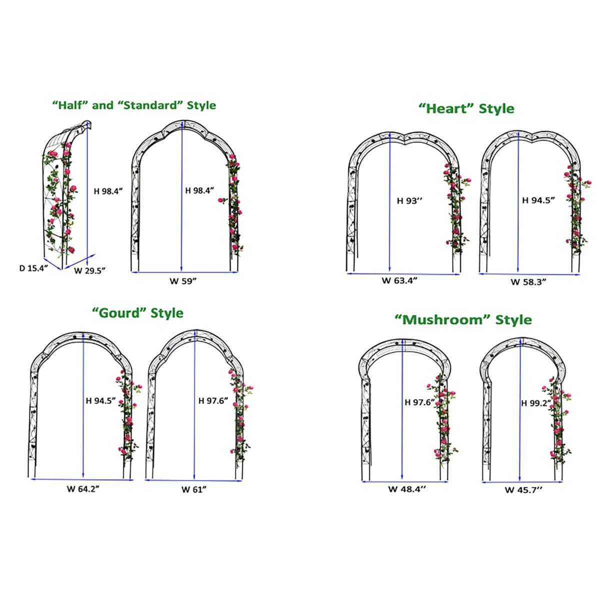 Metal Garden Arch Assemble Freely with 8 Styles Garden Arbor Trellis Climbing Plants Support Rose Arch Black - HomeDIYer