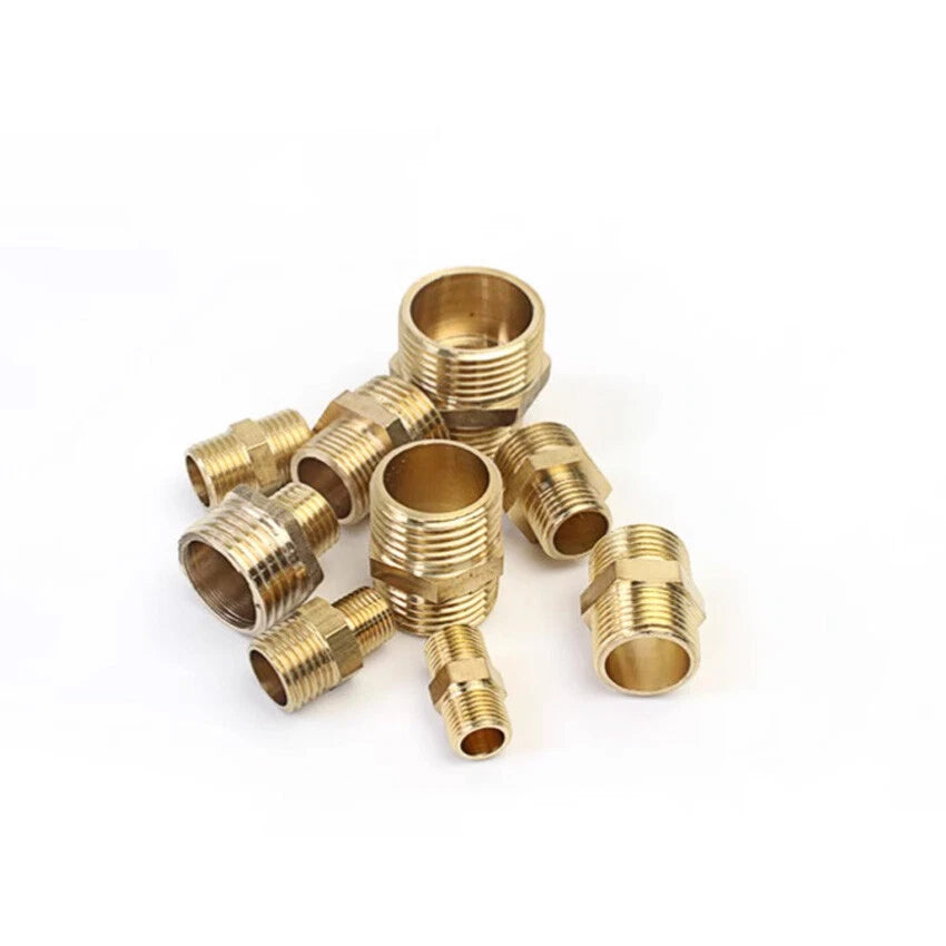 Male to Male Brass Nipple Adapter — Equal & Reducer Sizes 1/8" to 1"