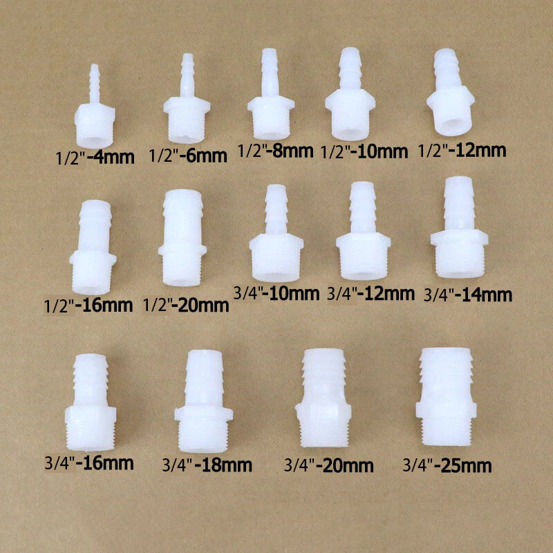 External Thread Straight Joint Plastic Tube Connector 4mm–25mm
