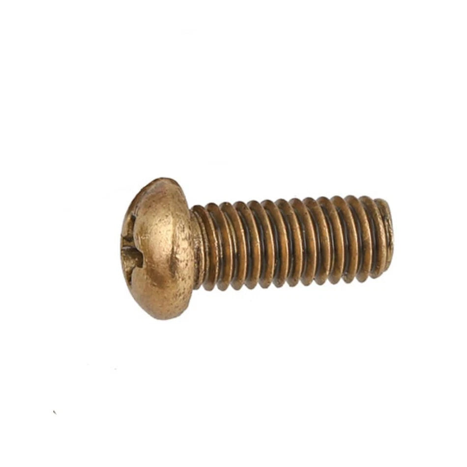 Solid Brass M4 x 12mm Round Head Phillips Machine Screws – GB/T818, Fully Threaded