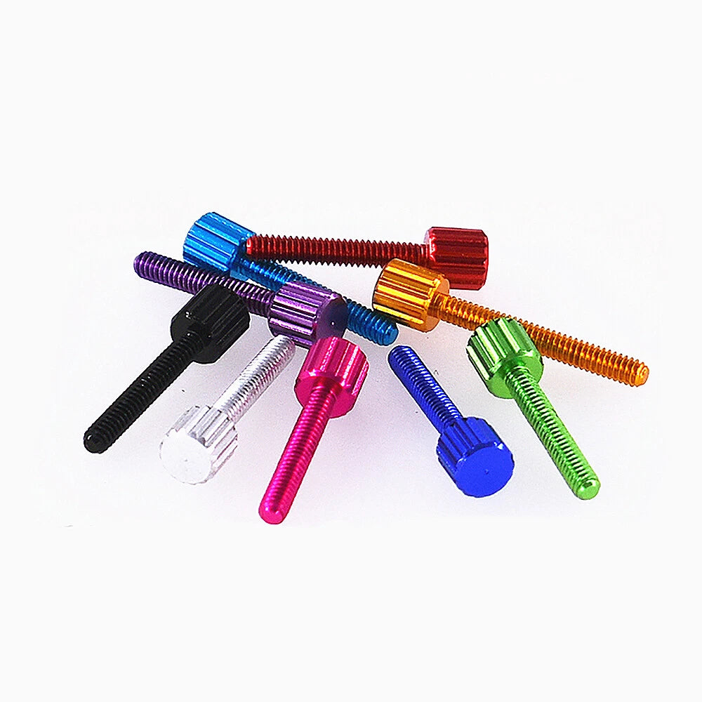 M2×12mm Aluminum Knurled Thumb Screws — Flat Head, 10 Colors, Computer & DIY