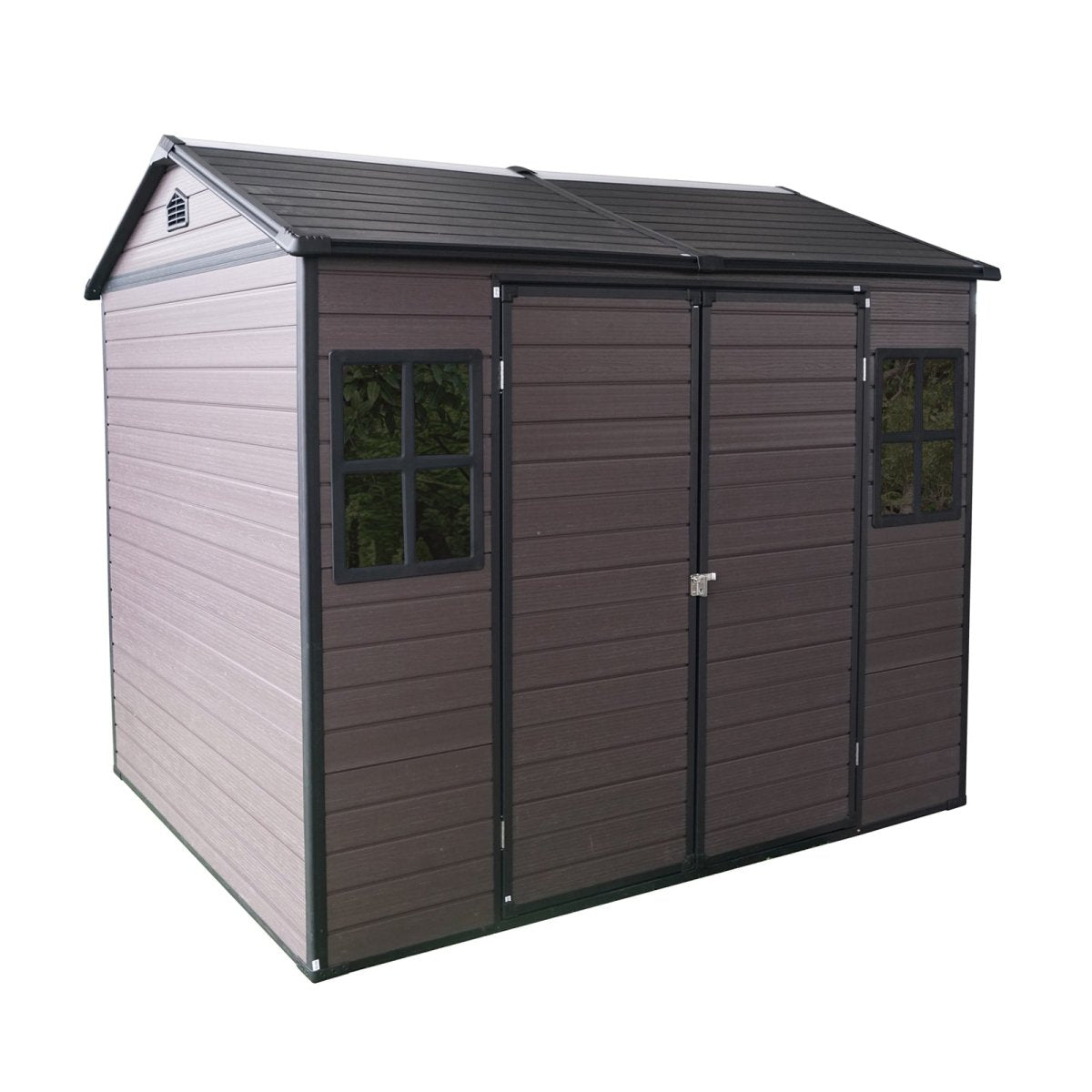 8 x 6 ft Resin Outdoor Storage Shed Waterproof Shed with Floor & Two Windows & Lockable Door, Tool Shed for Garden, Patio, Backyard ( Brown) - HomeDIYer