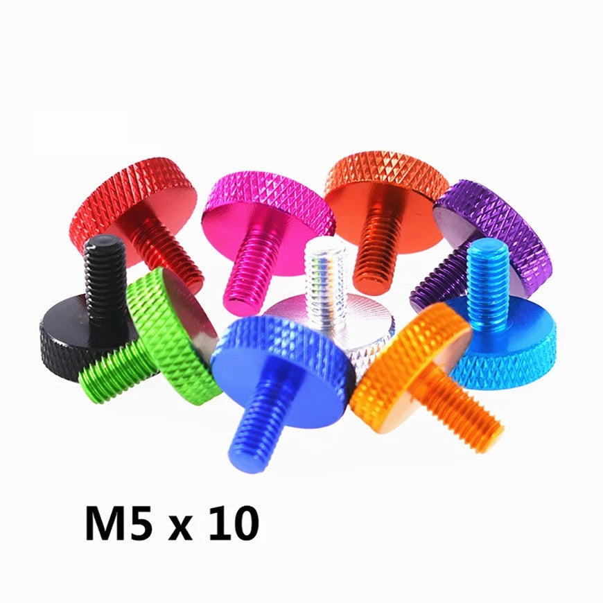 M5×10 Aluminium Anodised Knurled Thumb Screws Hand Grip Knob Bolts PC Case DIY