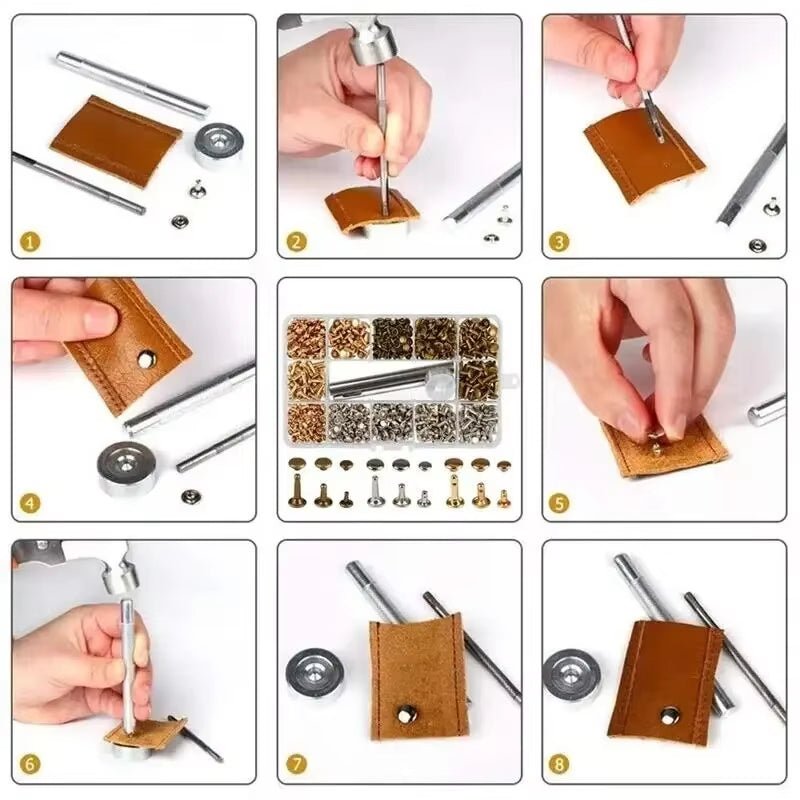 Metal Double Cap Rivets Studs Round Rivet for DIY Leather Craft Bag Belt Clothing Garment Shoes Pet Collar Fixing Tools - HomeDIYer