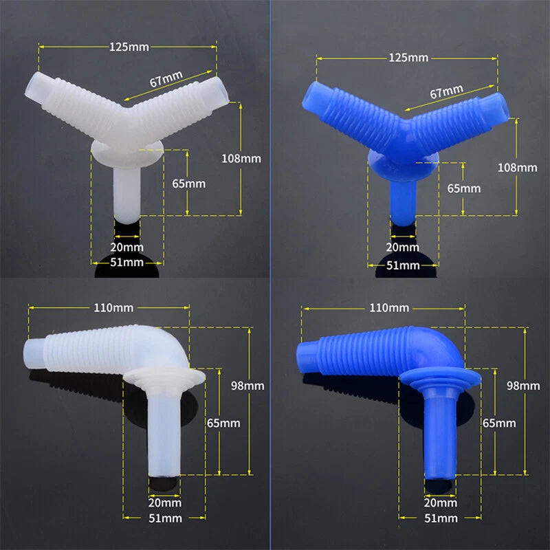 Washing Machine Drain Hose Connector — Y Splitter & Elbow Pipe Fitting Adapter