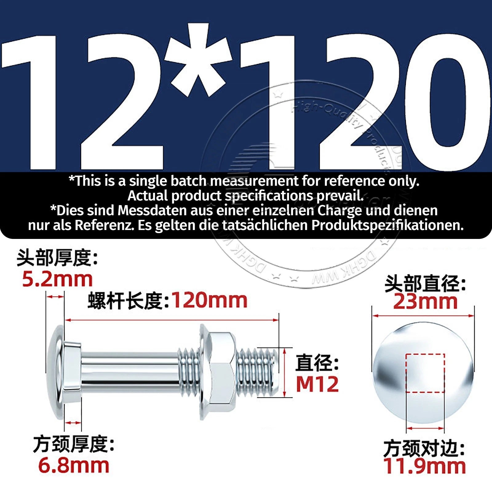 M4–M12 Cup Square Carriage Bolts with Hex Full Nuts | Zinc Plated | Sets of 2–50