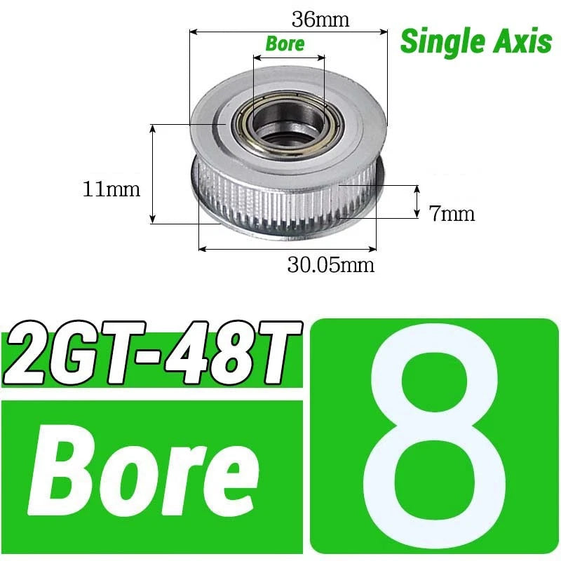 GT2 Timing Belt Pulley 16-100 Teeth 6-10mm Teeth Width Bore 3mm-25mm For 3D