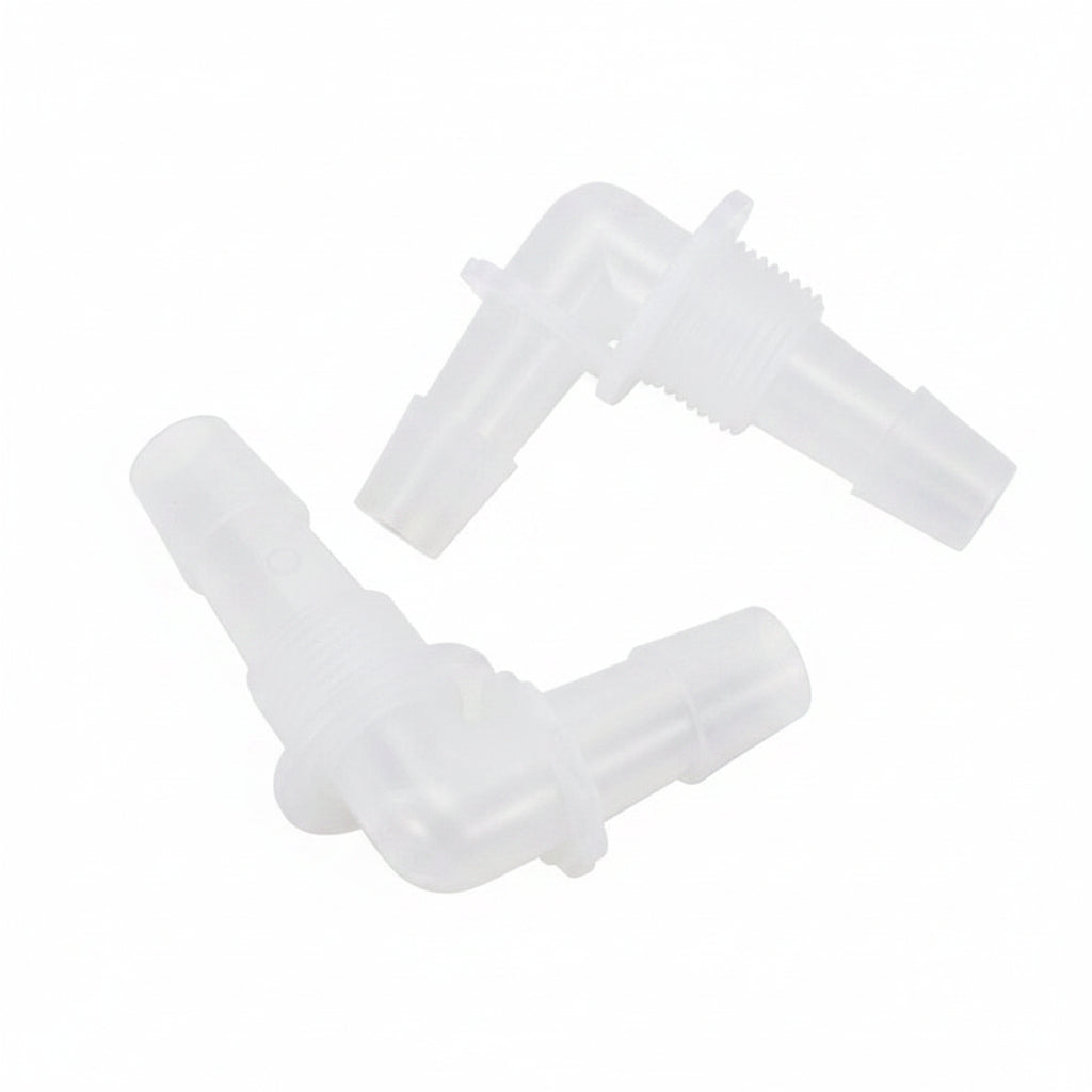 90 Degree Barbed Hose Fitting — Male Thread Plastic Elbow Connector for Air & Water Lines