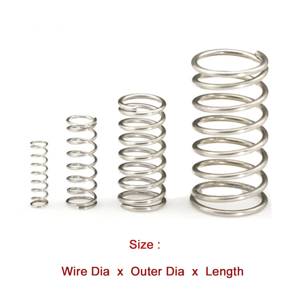 10Pcs Compression Spring A2 Stainless Steel Wire Diameter 0.2mm 0.3mm 0.4mm