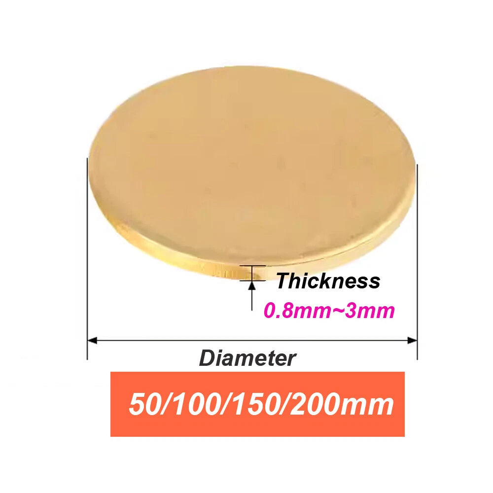 H62 Solids Brass Discs Blanks Metal Round Sheets Dia 50mm-200mm Thick 0.8mm- 3m