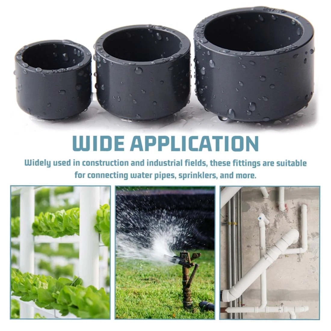 PVC Cap End Caps Plug Blanking 20~900mm Dark Grey Adhesive Drain Pipe Fittings