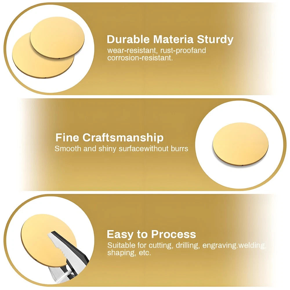 H62 Solids Brass Discs Blanks Metal Round Sheets OD 50-300mm Thick 0.5mm 1mm- 5m