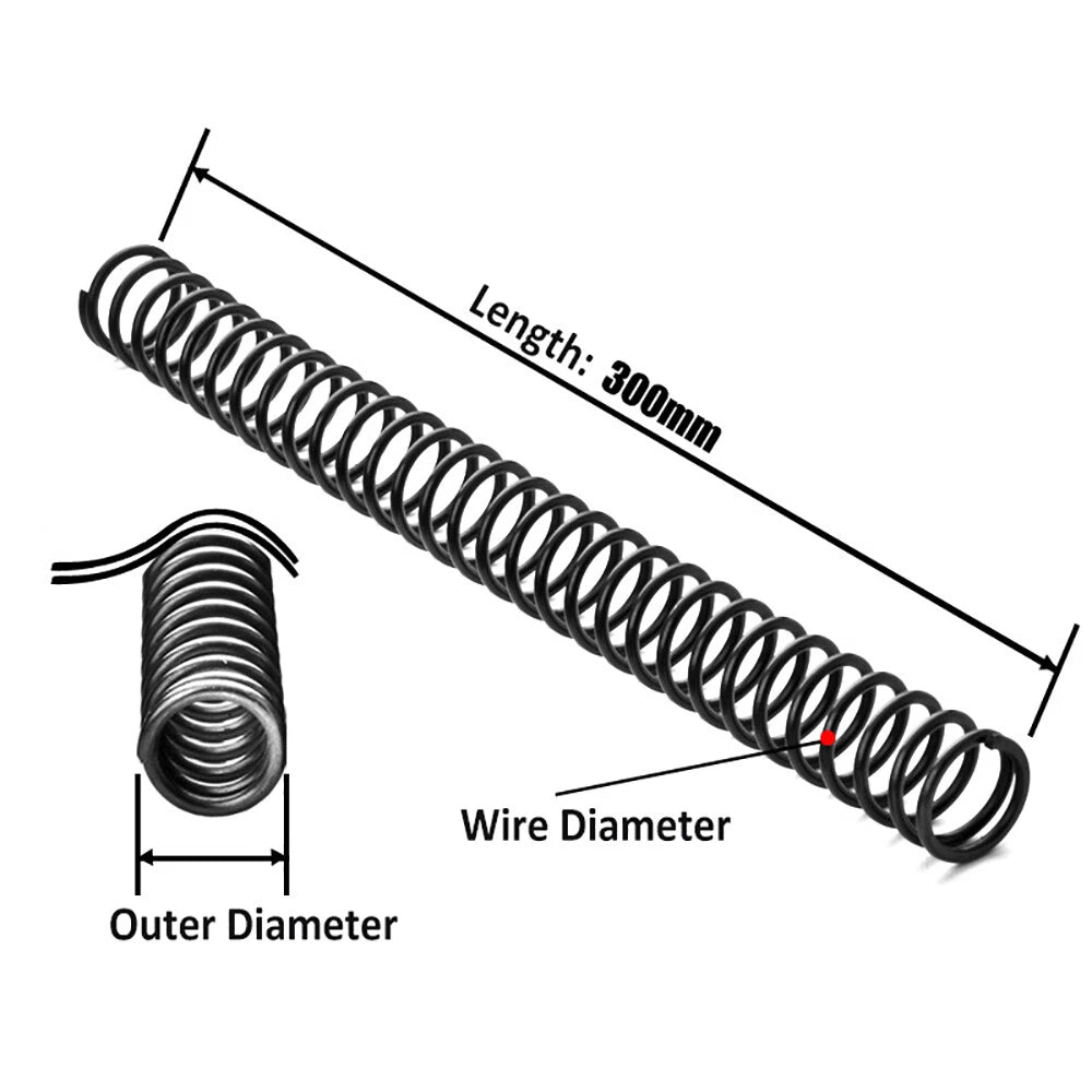Compression Spring 0.3 - 3.5mm Wire Diameter 300mm Length Small Springs Steel