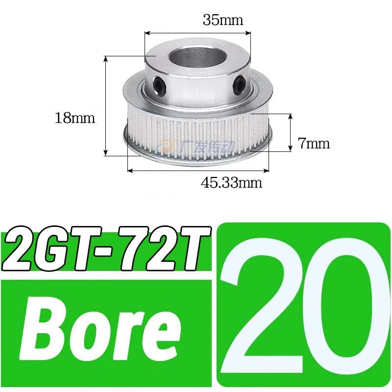 GT2 Timing Belt Pulley 16-100 Teeth 6-10mm Teeth Width Bore 3mm-25mm For 3D