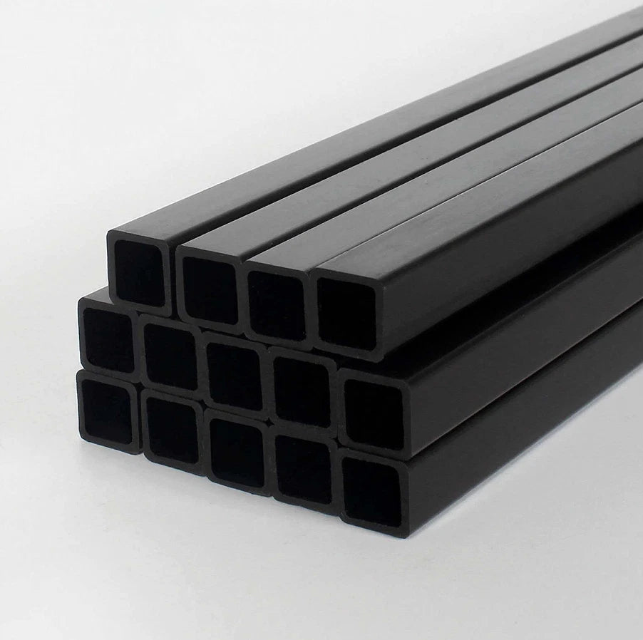 Carbon Fiber Square Tube 500mm — Square & Round Bore, 1.4mm to 12mm OD