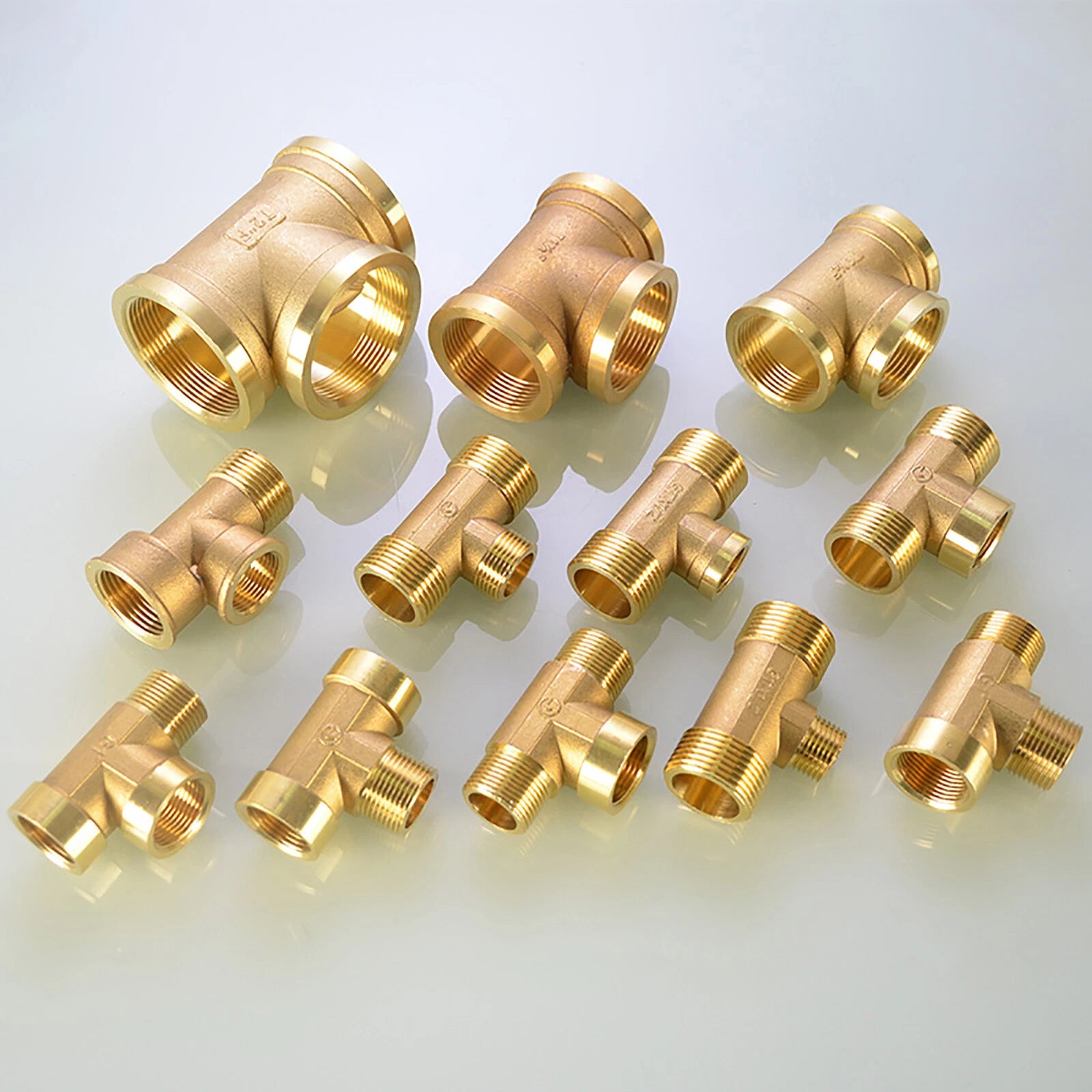 Brass T Tee Pipe Fitting — Female & Male NPT Thread, 3/4" to 2"