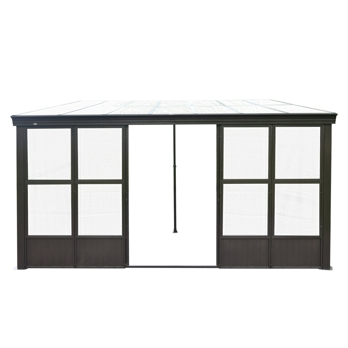 12x14FT All Season Sunroom, Outdoor Permanent Wall Mounted Solarium with Detachable Polycarbonate Windows, Aluminum Lean to Gazebo Sun Room with 2 Lockable Sliding Doors for Garden Patio Deck - HomeDIYer