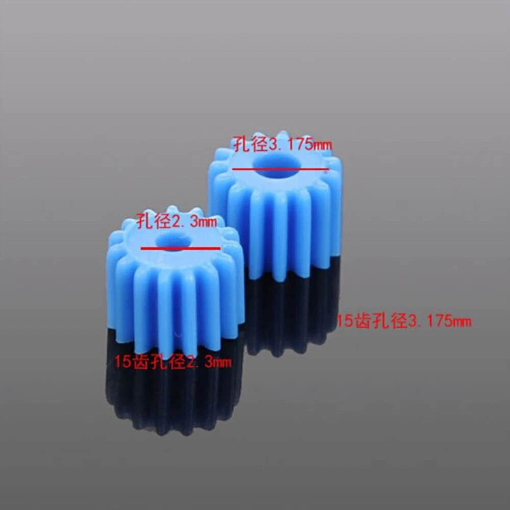 Blue Spur Gear 15 Tooth Module 2.3mm 3.17mm Pinion Motor Gear Flat Plastic Blue