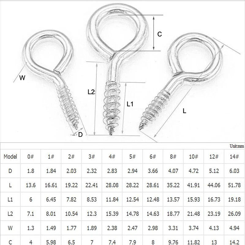 Light & Heavy Duty Screw Eyes & Hooks – Zinc or Brass Plated, Sizes 0# to 14# (Carbon Steel)