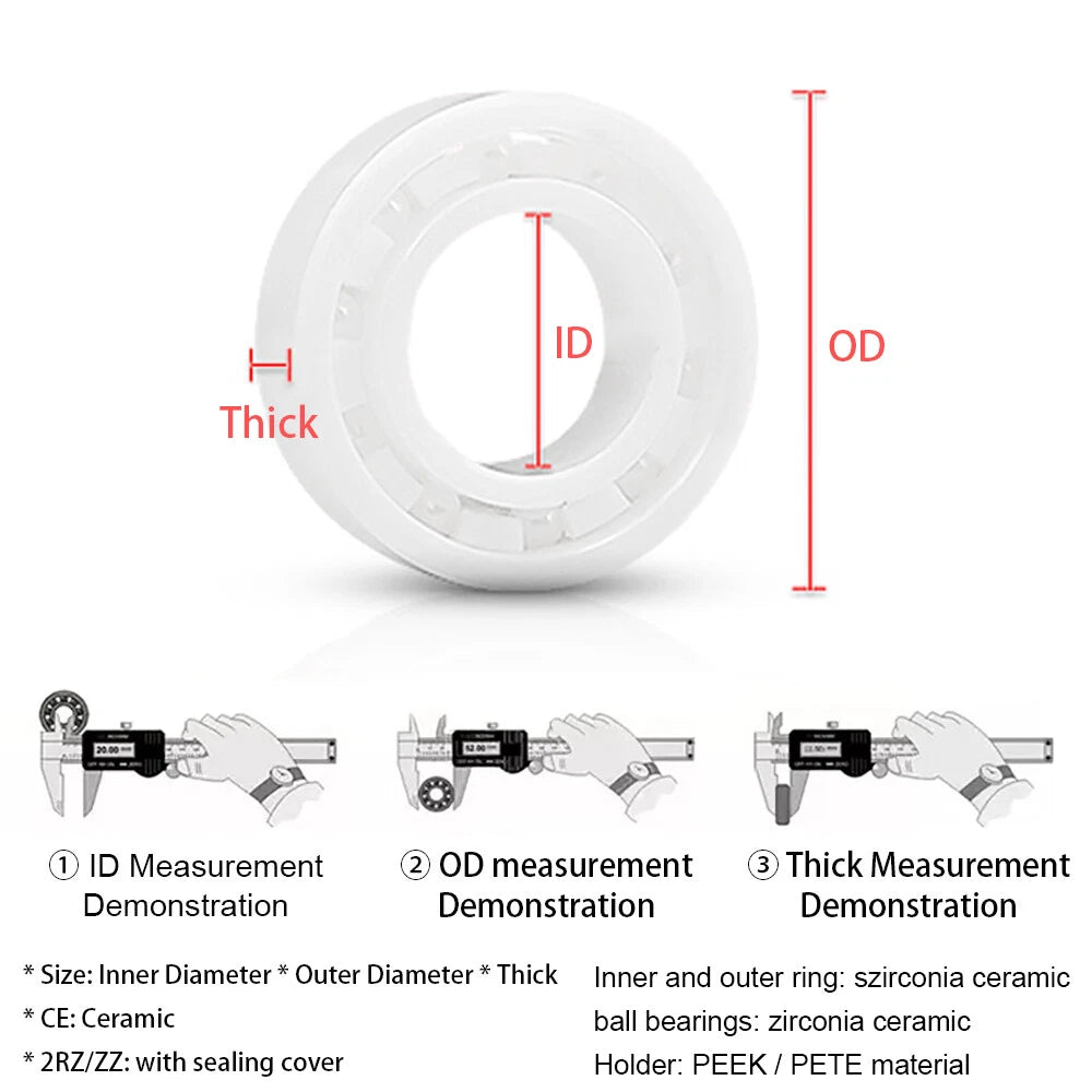 ZrO2 Zirconia Full Ceramic Ball Bearing Miniature Bearings Various Sizes