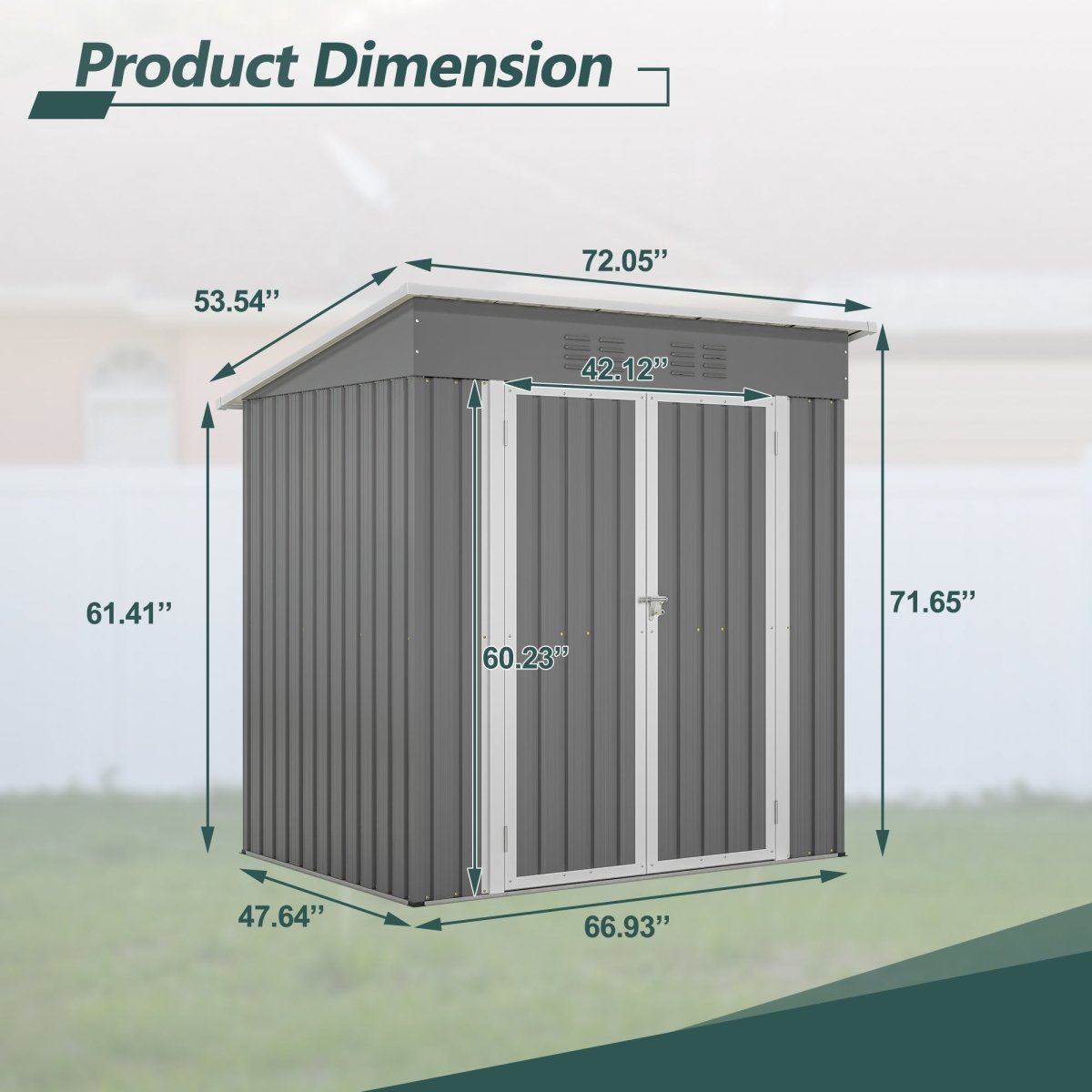 6'x4' Outdoor Metal Storage Shed for Garden Tools Lockable Door With Floor Frame - HomeDIYer