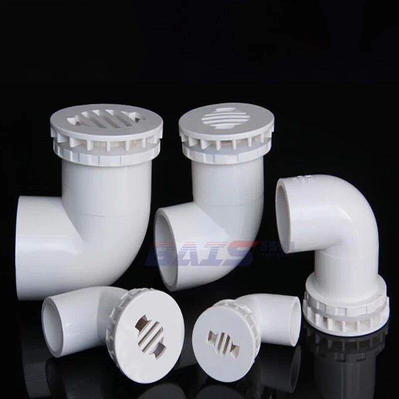 PVC Pipe Fittings Tank Stright Elbow Water Drainage For Aquarium White Blue Grey