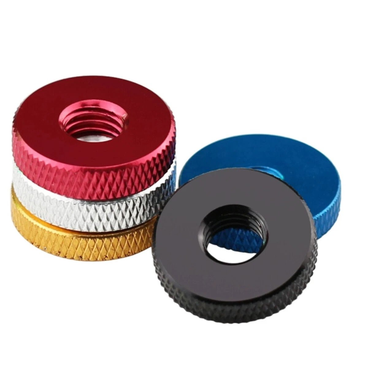 M3–M10 Aluminum Anodized Knurled Thumb Nuts – Flat Through Hole Hand Screws (5 Colors) - HomeDIYer